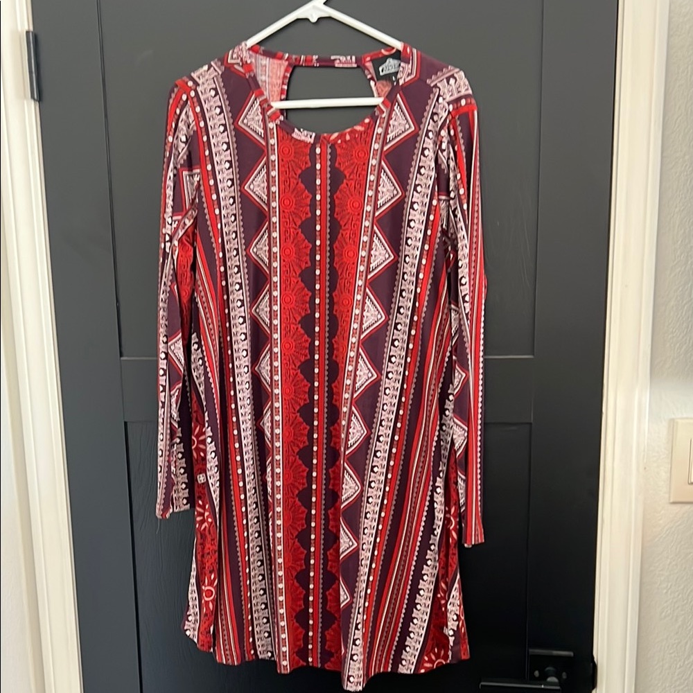 Tribal Print Long Sleeve Dress